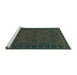 Sideview of Machine Washable Persian Turquoise Traditional Area Rugs, wshtr1314turq