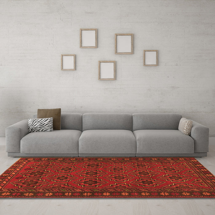 Machine Washable Persian Orange Traditional Area Rugs in a Living Room, wshtr1314org