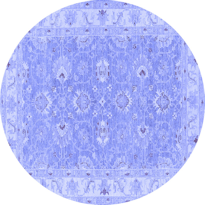 Round Machine Washable Persian Blue Traditional Rug, wshtr1315blu