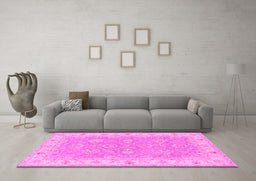 Machine Washable Persian Pink Traditional Rug in a Living Room, wshtr1315pnk