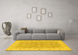 Machine Washable Persian Yellow Traditional Rug in a Living Room, wshtr1315yw