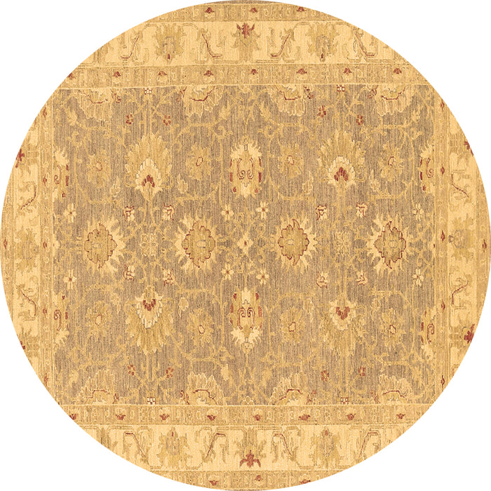 Round Persian Brown Traditional Rug, tr1315brn