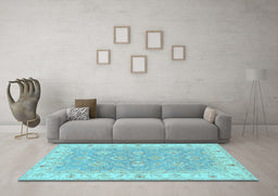 Machine Washable Persian Light Blue Traditional Rug in a Living Room, wshtr1315lblu