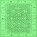 Square Machine Washable Persian Emerald Green Traditional Area Rugs, wshtr1315emgrn