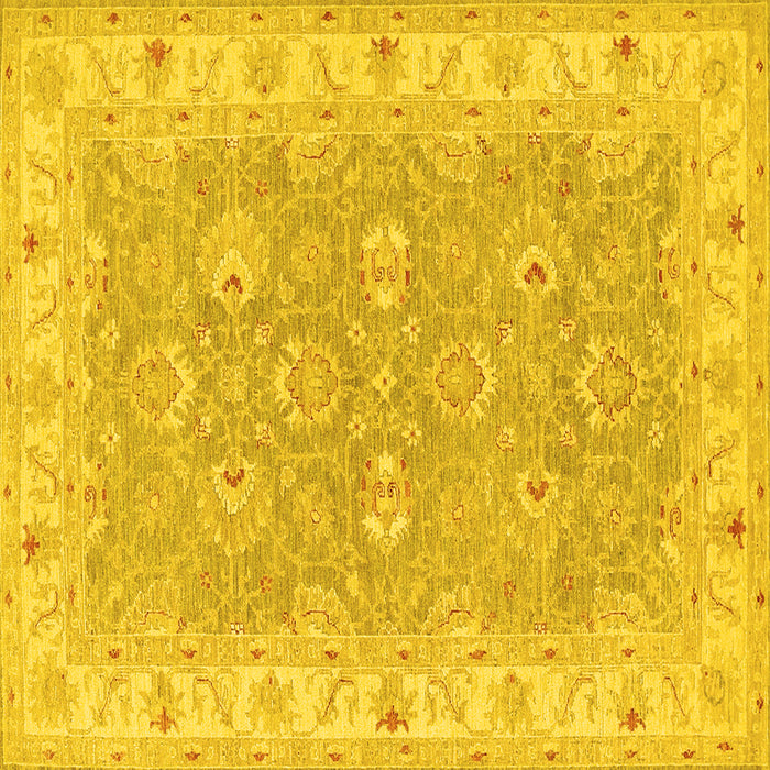 Square Machine Washable Persian Yellow Traditional Rug, wshtr1315yw