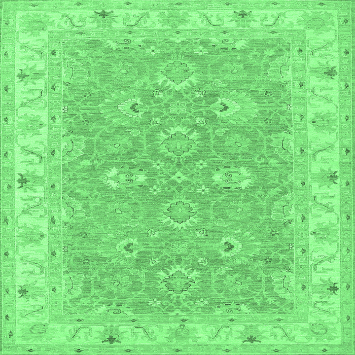 Square Persian Emerald Green Traditional Rug, tr1315emgrn