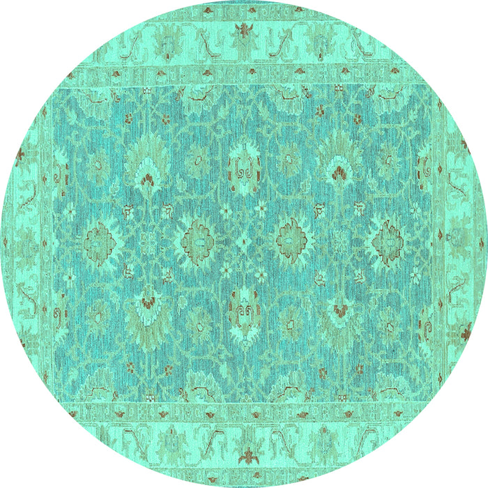 Round Persian Turquoise Traditional Rug, tr1315turq