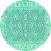 Round Persian Turquoise Traditional Rug, tr1315turq