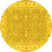Round Persian Yellow Traditional Rug, tr1315yw