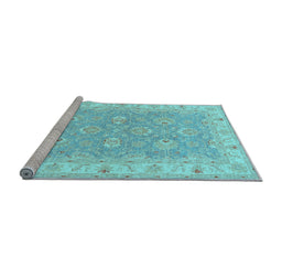 Sideview of Machine Washable Persian Light Blue Traditional Rug, wshtr1315lblu