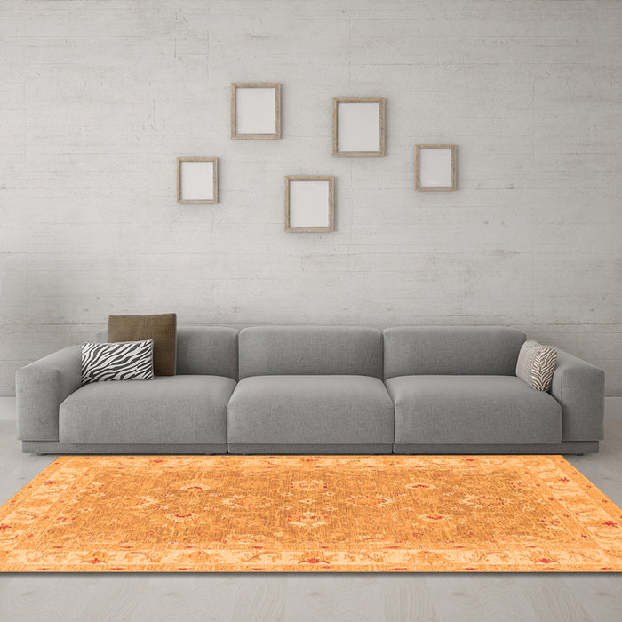 Machine Washable Persian Orange Traditional Area Rugs in a Living Room, wshtr1315org