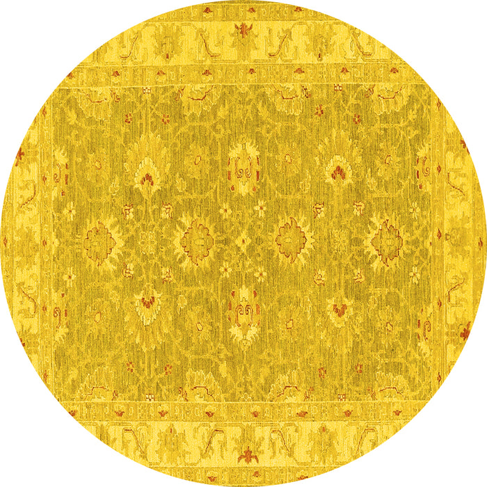 Round Machine Washable Persian Yellow Traditional Rug, wshtr1315yw