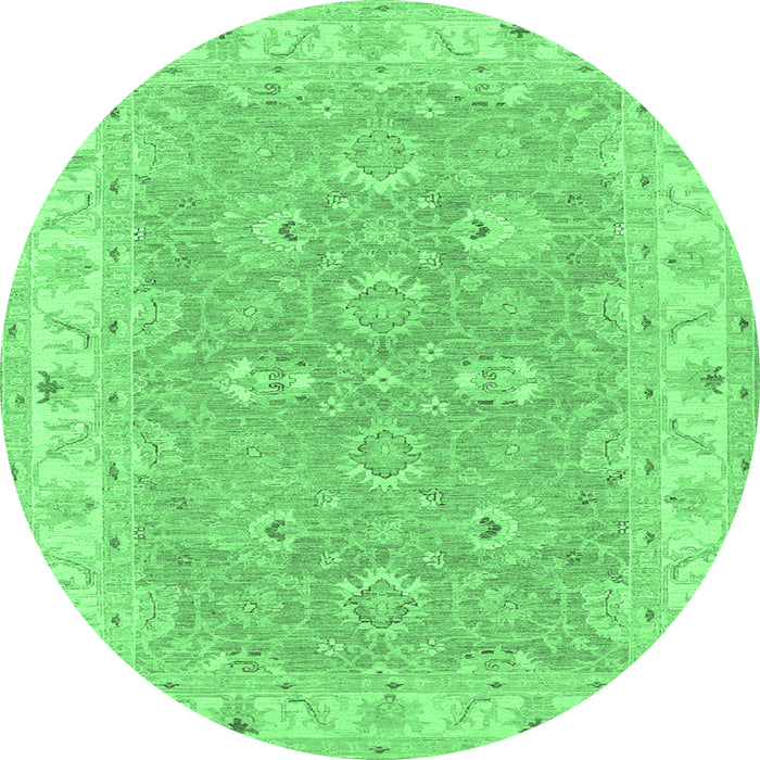 Round Persian Emerald Green Traditional Rug, tr1315emgrn