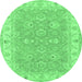 Round Persian Emerald Green Traditional Rug, tr1315emgrn