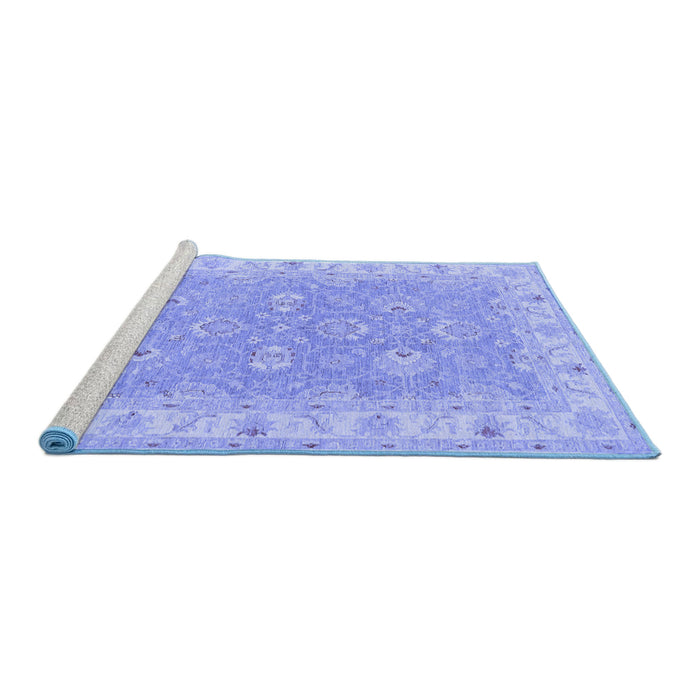 Sideview of Machine Washable Persian Blue Traditional Rug, wshtr1315blu