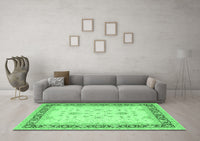 Machine Washable Oriental Emerald Green Traditional Rug, wshtr1316emgrn