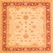 Round Machine Washable Oriental Orange Traditional Area Rugs, wshtr1316org