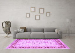 Machine Washable Oriental Purple Traditional Area Rugs in a Living Room, wshtr1316pur