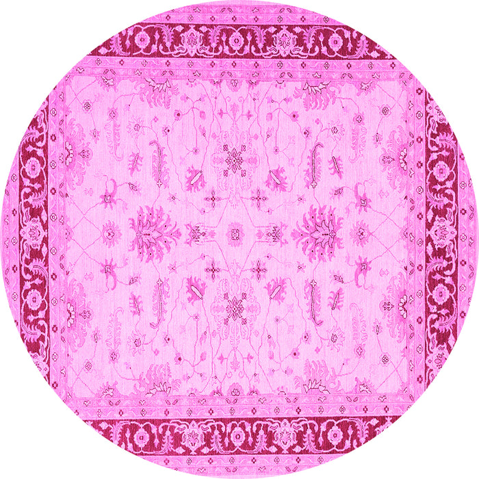 Round Oriental Pink Traditional Rug, tr1316pnk
