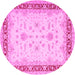 Round Oriental Pink Traditional Rug, tr1316pnk