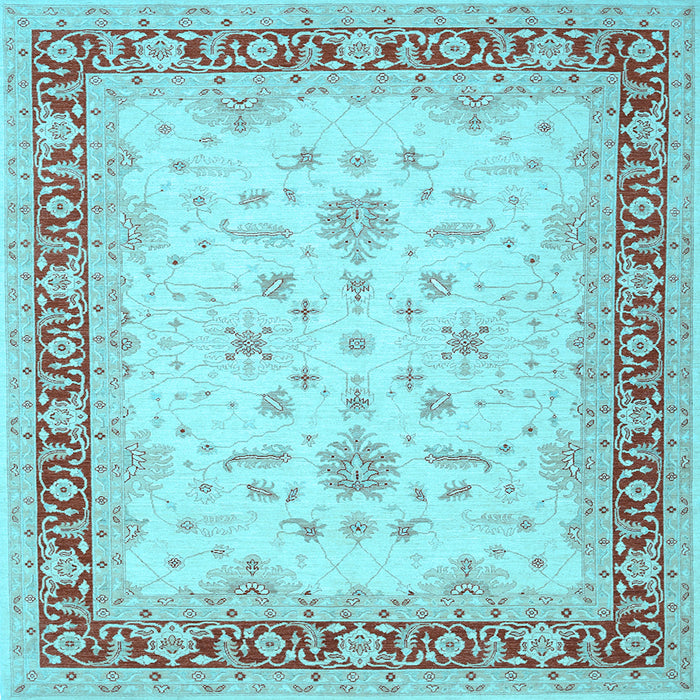 Square Machine Washable Oriental Light Blue Traditional Rug, wshtr1316lblu