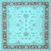 Square Machine Washable Oriental Light Blue Traditional Rug, wshtr1316lblu