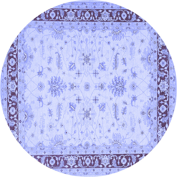 Round Oriental Blue Traditional Rug, tr1316blu
