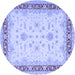 Round Oriental Blue Traditional Rug, tr1316blu