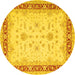 Round Oriental Yellow Traditional Rug, tr1316yw