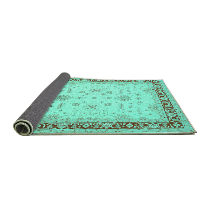 Sideview of Oriental Turquoise Traditional Rug, tr1316turq