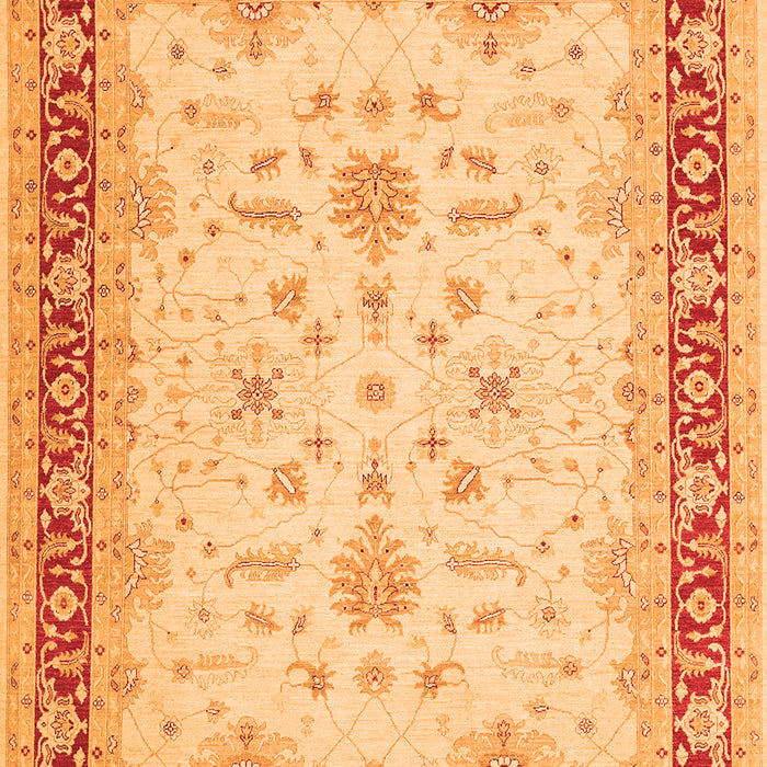 Serging Thickness of Machine Washable Oriental Orange Traditional Area Rugs, wshtr1316org