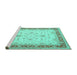 Sideview of Machine Washable Oriental Turquoise Traditional Area Rugs, wshtr1316turq