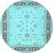 Round Oriental Light Blue Traditional Rug, tr1316lblu