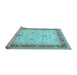 Sideview of Machine Washable Oriental Light Blue Traditional Rug, wshtr1316lblu