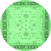 Round Oriental Emerald Green Traditional Rug, tr1316emgrn