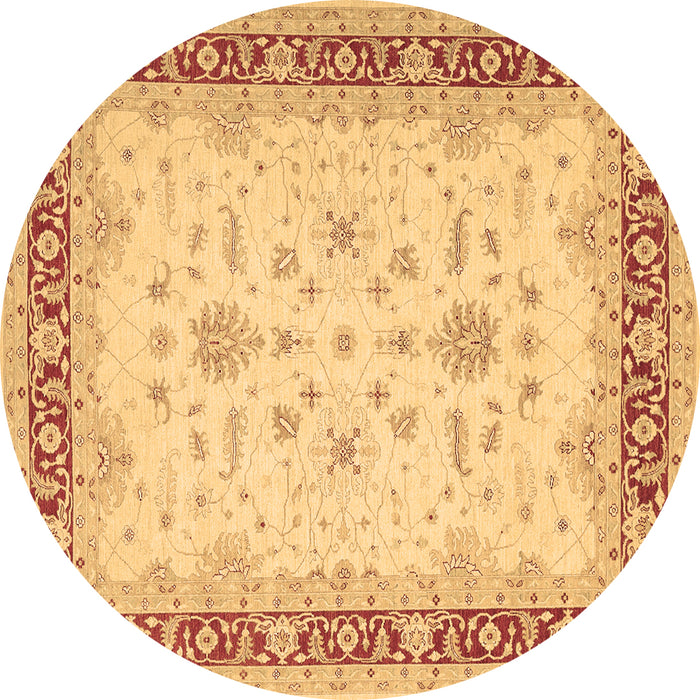 Round Oriental Brown Traditional Rug, tr1316brn