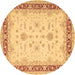 Round Oriental Brown Traditional Rug, tr1316brn