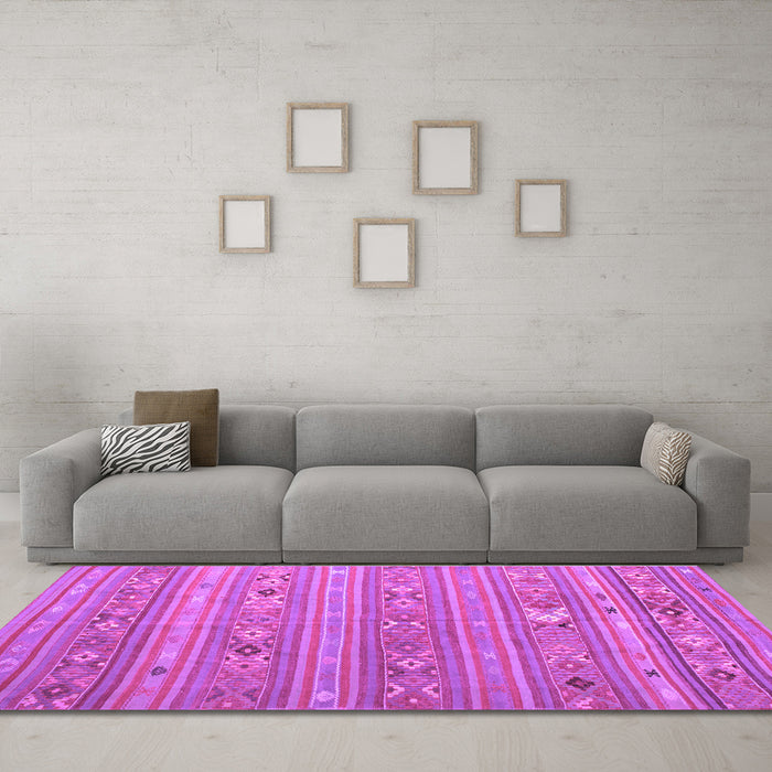 Machine Washable Southwestern Purple Country Area Rugs in a Living Room, wshtr1317pur