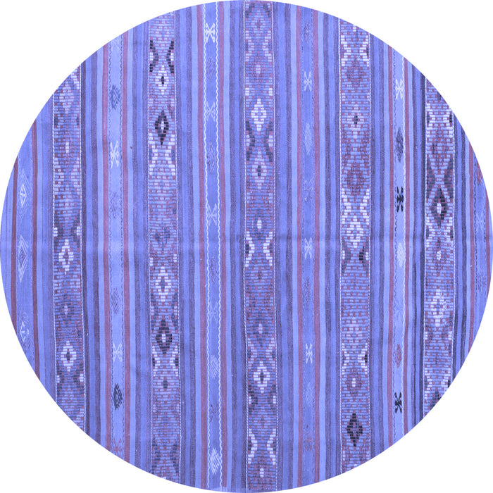 Round Southwestern Blue Country Rug, tr1317blu