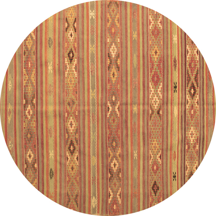 Round Machine Washable Southwestern Brown Country Rug, wshtr1317brn