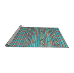 Sideview of Machine Washable Southwestern Light Blue Country Rug, wshtr1317lblu