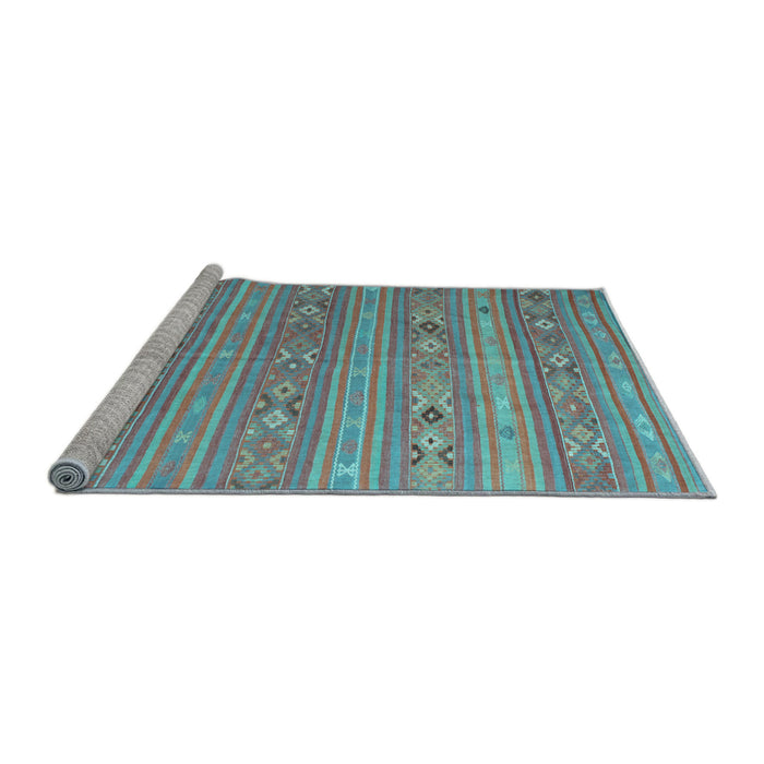 Sideview of Machine Washable Southwestern Light Blue Country Rug, wshtr1317lblu