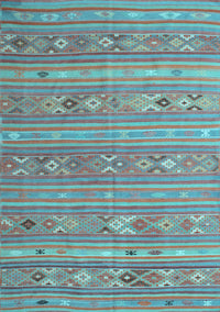 Southwestern Light Blue Country Rug, tr1317lblu