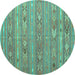 Round Southwestern Turquoise Country Rug, tr1317turq