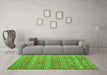 Machine Washable Southwestern Green Country Area Rugs in a Living Room,, wshtr1317grn