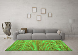 Machine Washable Southwestern Green Country Area Rugs in a Living Room,, wshtr1317grn