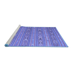 Sideview of Machine Washable Southwestern Blue Country Rug, wshtr1317blu