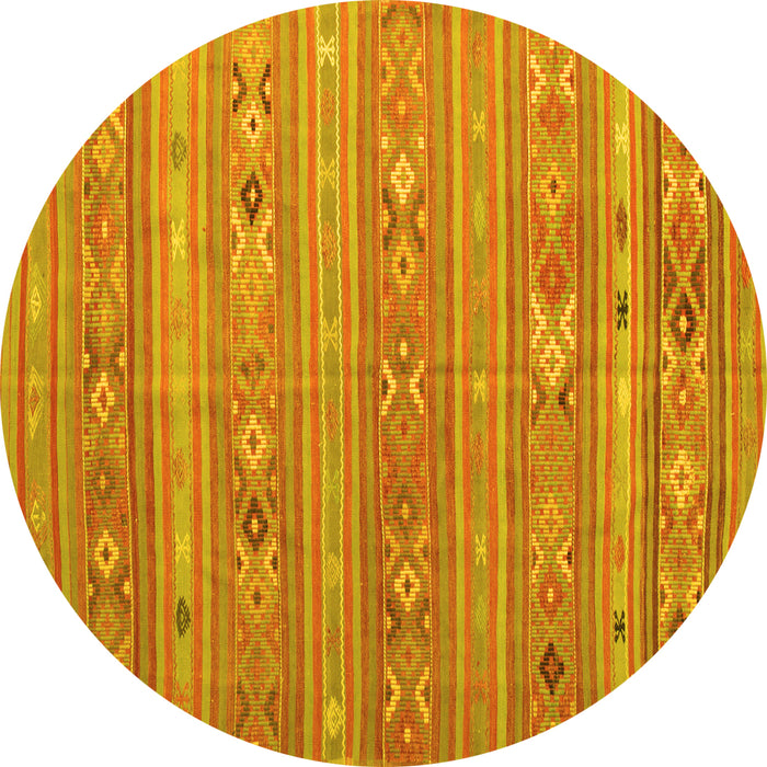 Round Southwestern Yellow Country Rug, tr1317yw