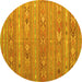 Round Southwestern Yellow Country Rug, tr1317yw