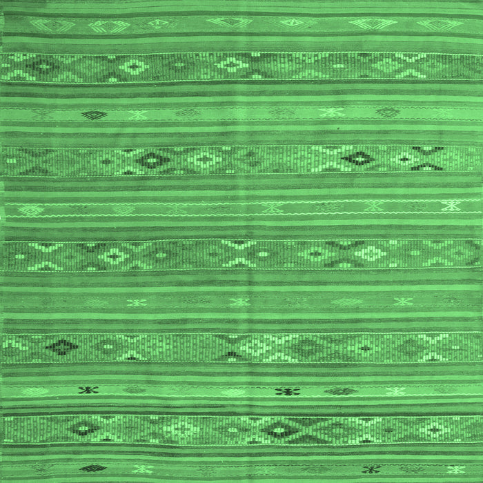 Square Machine Washable Southwestern Emerald Green Country Area Rugs, wshtr1317emgrn
